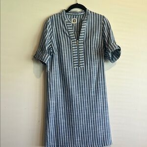 NWOT Anne Klein Blue and White Mini Dress V-Neck Short Sleeve
